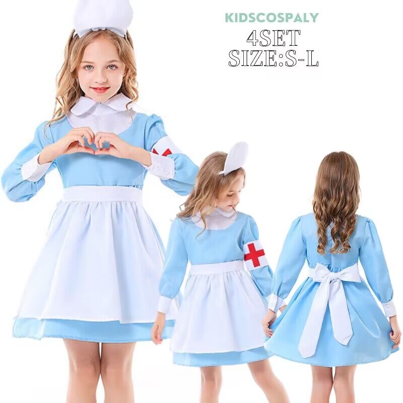 Rakuten - 【レビュープレゼント付！】ハロウィン コスプレ キッズ ナース 看護婦 キッズ 仮装 子供 女の子 小さいサイズ 110 120 130 子ども 仮装 衣装 可愛い 子ども 子供服 女の子 お姫様 ガール キッズドレス 子ども コスチューム仮装 衣装パーティ 学園祭 仮装