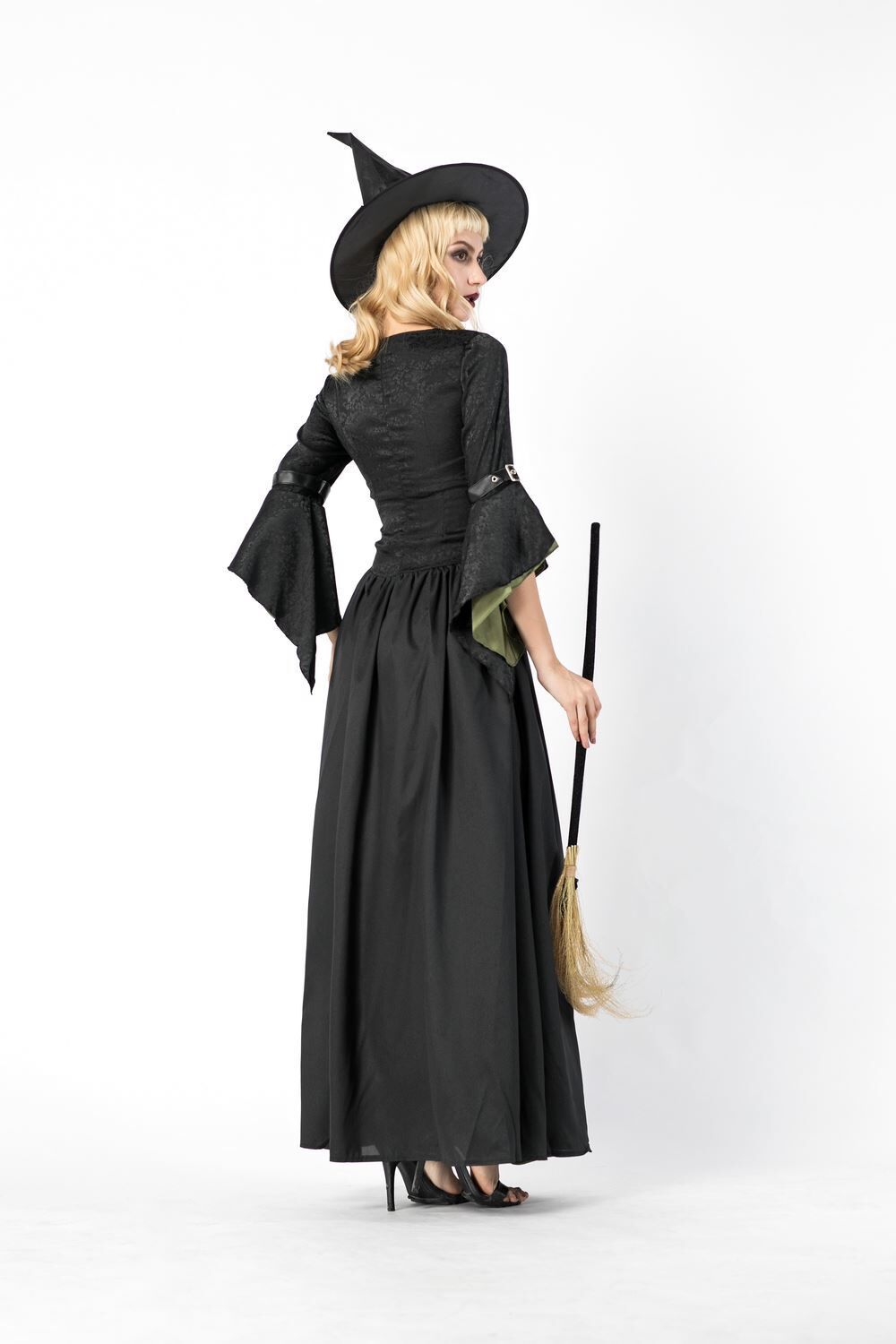 【レビュープレゼント付！】魔女 コスプレ ウィッチ 魔法使い ロングドレス 帽子付き 定番 コスチューム 衣装 仮装 悪魔 仮装用 ハロウィーン ハロウイン 大きいサイズ パーティー グッズ 可愛いコスチューム 仮装 黒 コスプレ衣装 大人用 こすぷれ イベント cosplay
