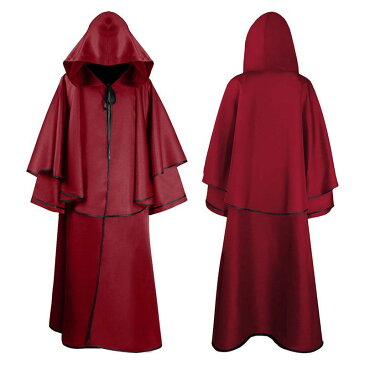 ハロウィンコスプレ 仮装 神父 死神 ロング 魔法師マント フード付き コート 大人 吸血鬼 マント 魔法使い ローブ 悪魔 サタン デビル ホラー 怖い 仮装 衣装 マント 大人用 吸血鬼 パーティー 鬼 おに おばけ ヴァンパイア ゾン コスチューム