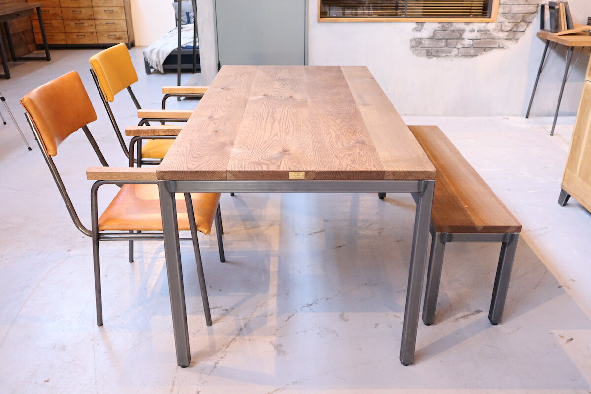 【楽天市場】新生活 送料無料 ホワイトオーク テーブル ダイニングテーブル 無垢材 160cm 6人掛け アイアン脚 カフェテーブル おしゃれ
