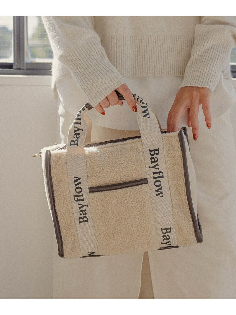 【SALE／30%OFF】(W)ロゴテープボアトート BAYFLOW ベイフロー バッグ トートバッグ ホワイト ベージュ【RBA_E】[Rakuten Fashion]のサムネイル