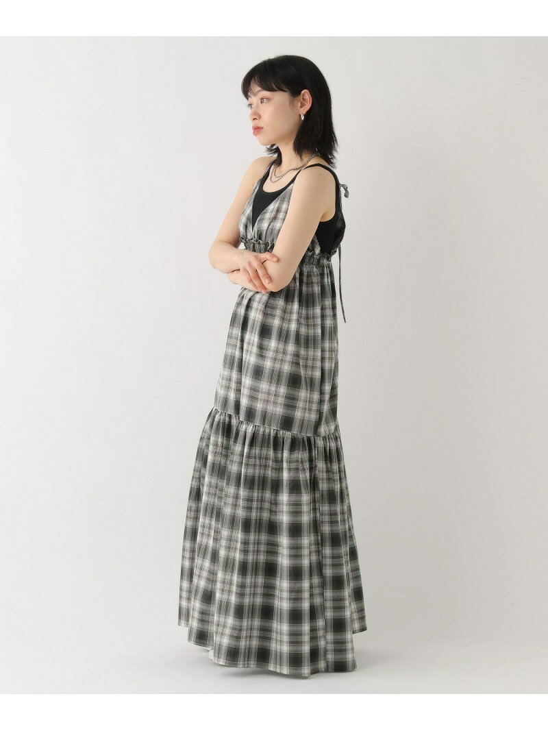 乐天商城 - [WEB限定]ティアードチェックキャミワンピース BAYFLOW ベイフロー ワンピース・ドレス ワンピース ネイビー グレー【送料無料】[Rakuten Fashion]