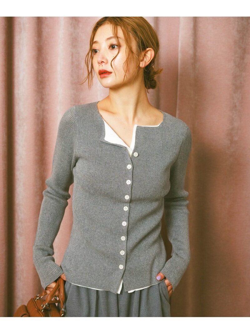 [一枚で重ね着風]レイヤードライクカーディガン BAYFLOW ベイフロー トップス ニット グレー レッド【送料無料】[Rakuten Fashion]のサムネイル