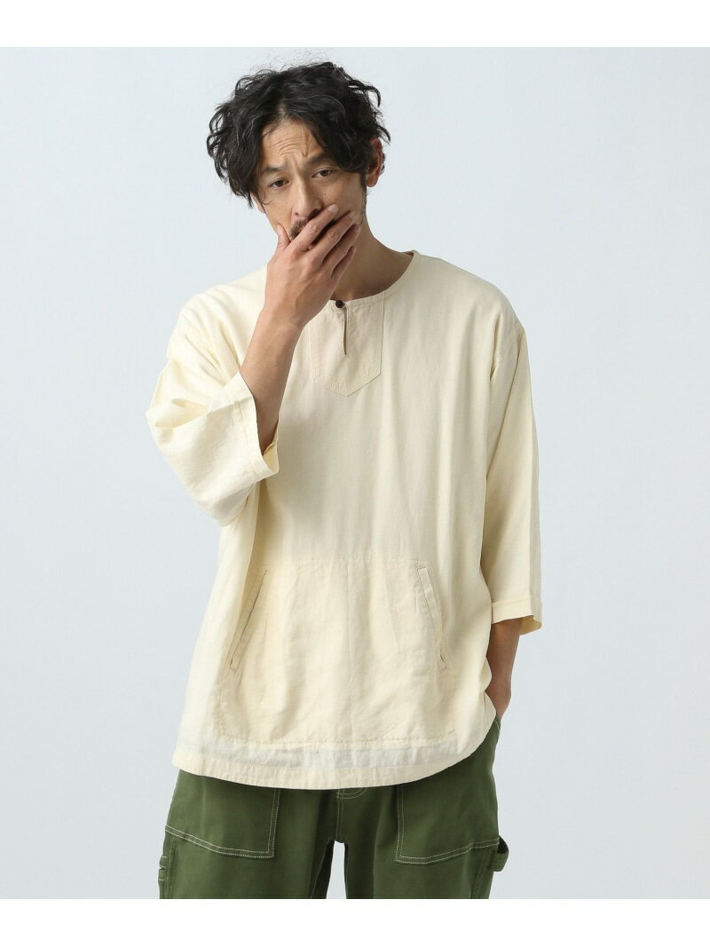 Rakuten - 【SALE／50%OFF】リネンキーネック7分袖シャツプルオーバー BAYFLOW ベイフロー トップス カットソー・Tシャツ カーキグリーン グレー ホワイト【RBA_E】[Rakuten Fashion]