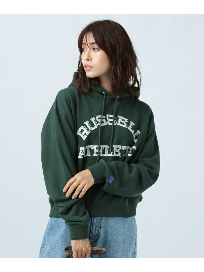 【SALE／50%OFF】(W)RUSSEL/ロゴフードSW Russell Athletic ベイフロー トップス スウェット・トレーナー グリーン ネイビー グレー【RBA_E】[Rakuten Fashion]