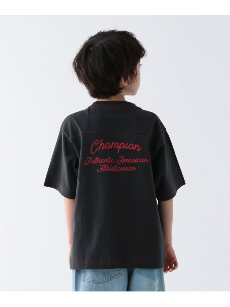 Rakuten - 【Champion(チャンピオン)】別注配色ステッチT(KIDS) BAYFLOW ベイフロー トップス カットソー・Tシャツ グレー ネイビー【送料無料】[Rakuten Fashion]