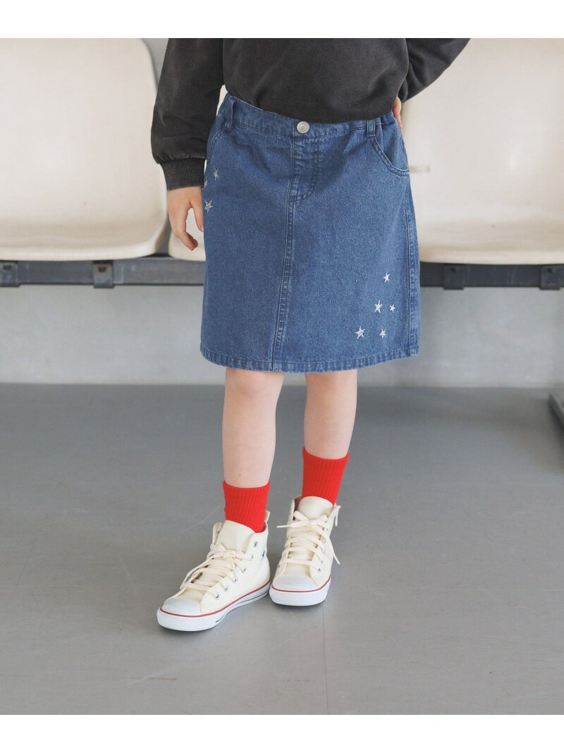 [インナーパンツ付♪]スター刺繍デニムスカート(KIDS) BAYFLOW ベイフロー スカート ミニスカート ブルー【送料無料】[Rakuten Fashion]