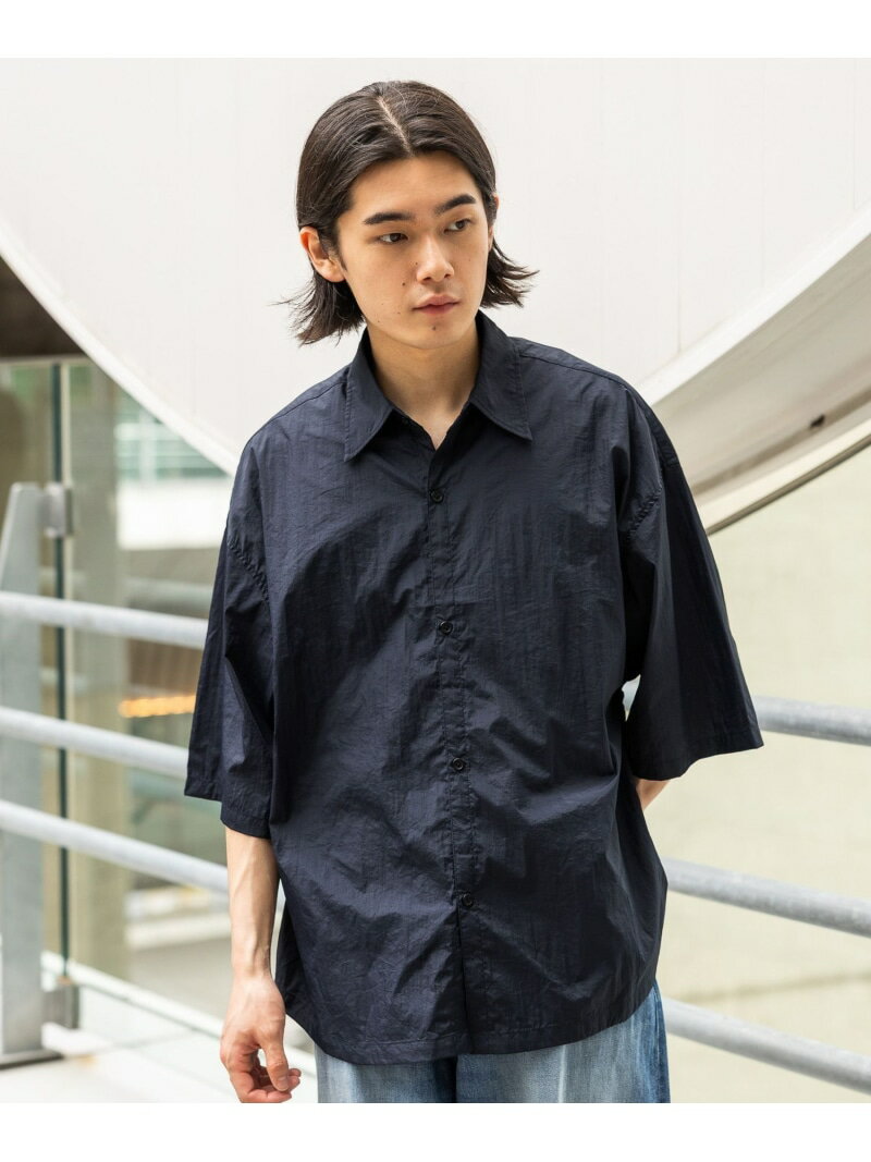 乐天商城 - [WEB限定/驚くほどに軽い]エアリーナイロン半袖シャツ BAYFLOW ベイフロー トップス シャツ・ブラウス ネイビー グレー カーキグリーン【送料無料】[Rakuten Fashion]
