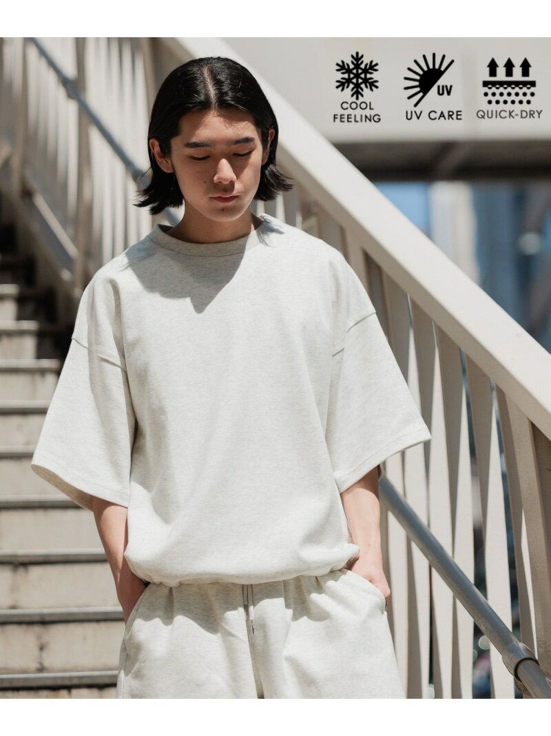 [WEB限定]機能性2WAYポンチドロストベーシックTEE【接触冷感/吸水速乾/UVカット/遮熱】 BAYFLOW ベイフロー トップス カットソー・Tシャツ グレー ブラック グリーン ベージュ【先行予約】*【送料無料】[Rakuten Fashion]