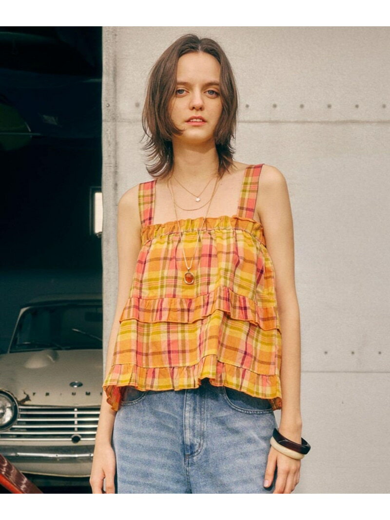 Rakuten - マドラスチェックビスチェ BAYFLOW ベイフロー トップス ベスト・ジレ ネイビー ピンク【送料無料】[Rakuten Fashion]