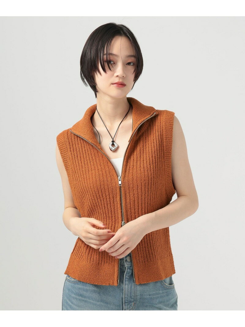 【SALE／50%OFF】襟付きジップニットベスト BAYFLOW ベイフロー トップス ニット カーキグリーン ホワイト【RBA_E】[Rakuten Fashion] bayflow-10015005 BAYFLOW サンプル画像2