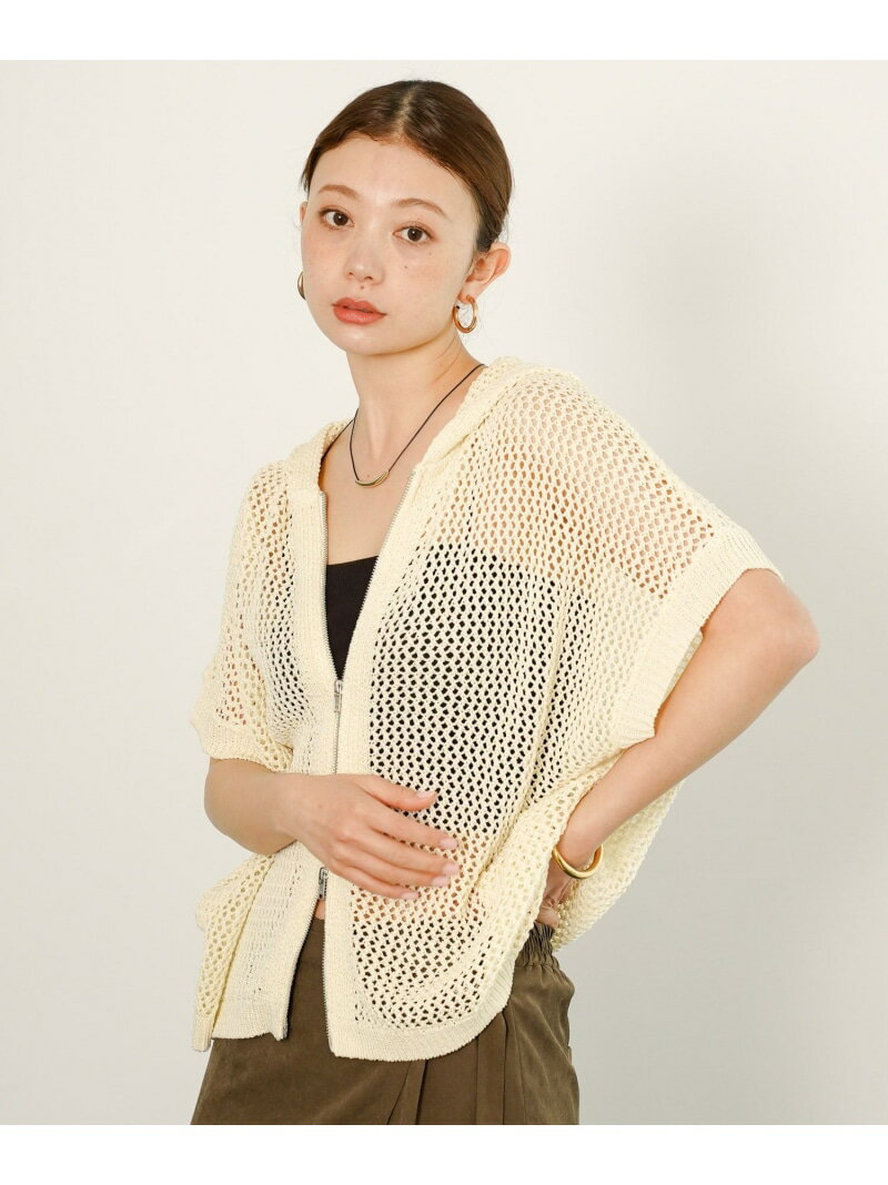メッシュジップニットパーカー BAYFLOW ベイフロー トップス ニット ブラック レッド ホワイト【先行予約】*【送料無料】[Rakuten Fashion]