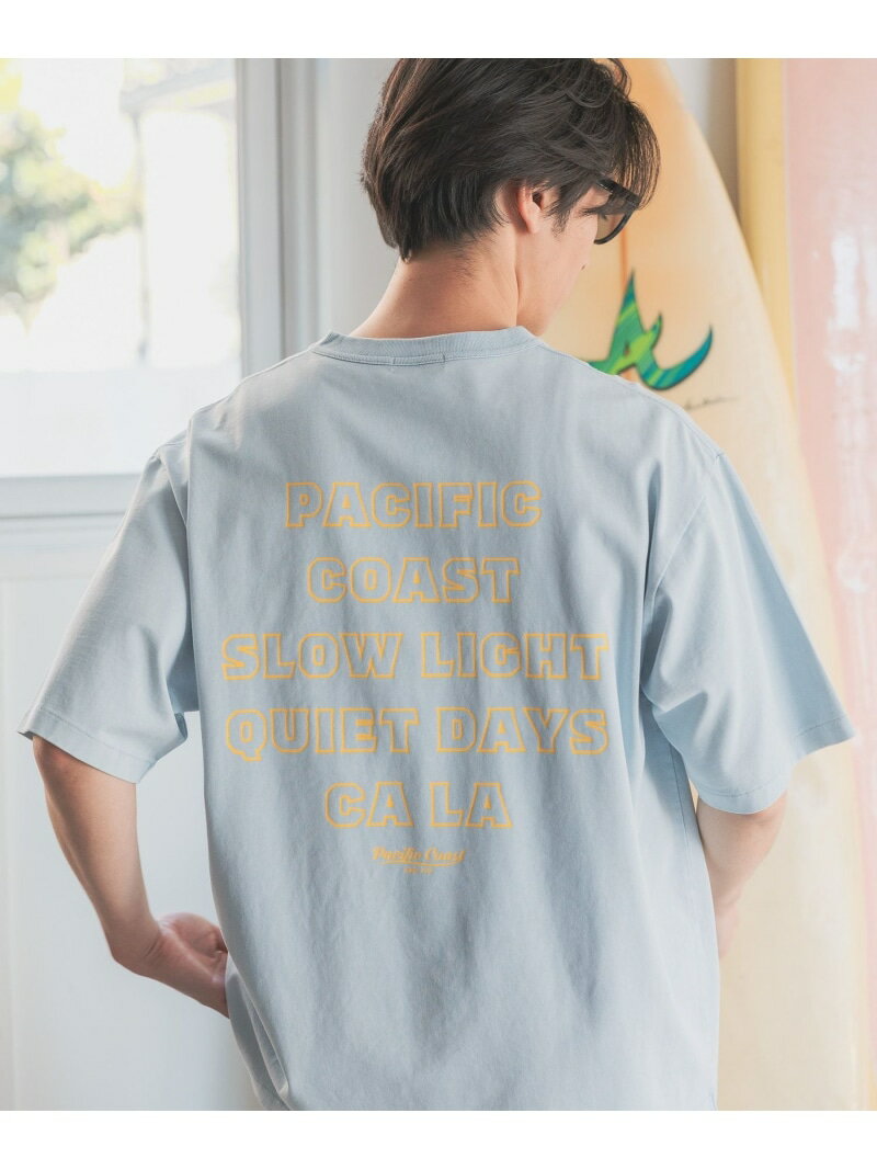 乐天商城 - SUNSETバックプリントTシャツ BAYFLOW ベイフロー トップス カットソー・Tシャツ ブルー イエロー ホワイト グレー【送料無料】[Rakuten Fashion]