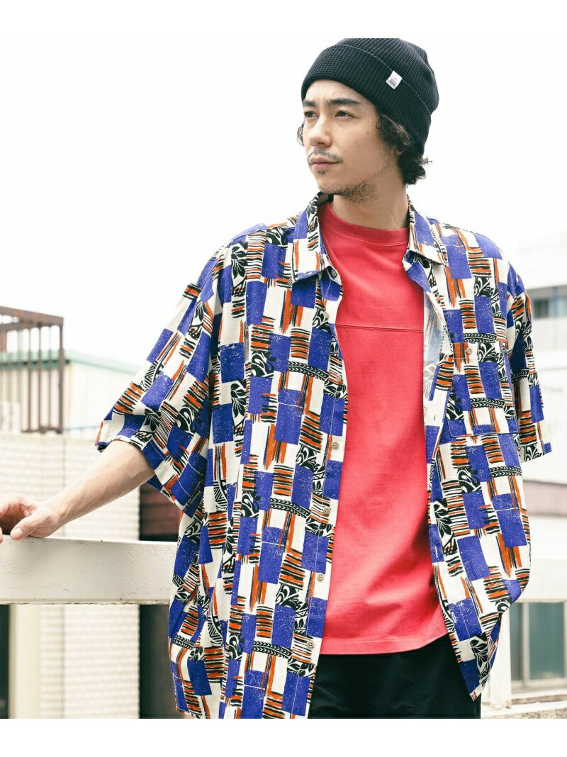 【SALE／50 OFF】(M)CRAZY PATTERN SH BAYFLOW ベイフロー トップス シャツ ブラウス ブルー イエロー グリーン【RBA_E】 Rakuten Fashion