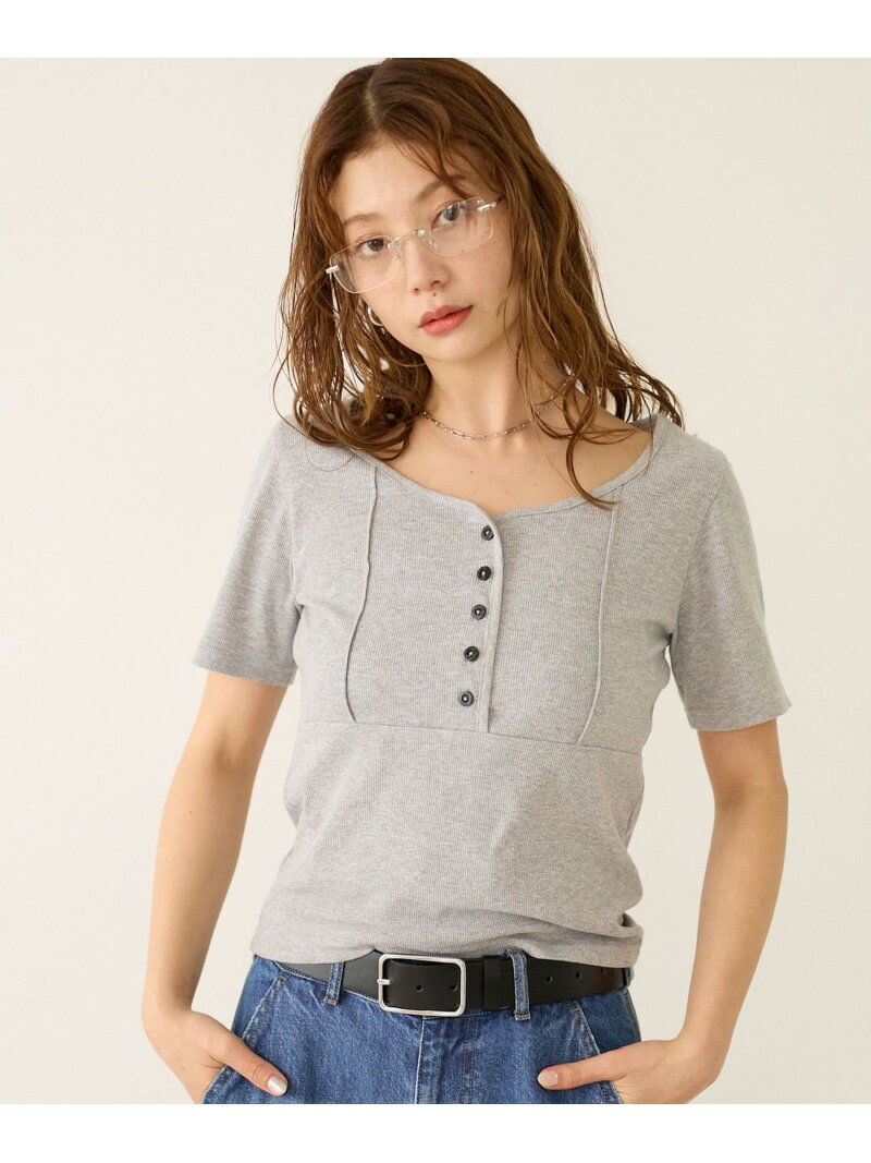 乐天商城 - コンパクトリブヘンリー半袖Tシャツ BAYFLOW ベイフロー トップス カットソー・Tシャツ ホワイト【送料無料】[Rakuten Fashion]