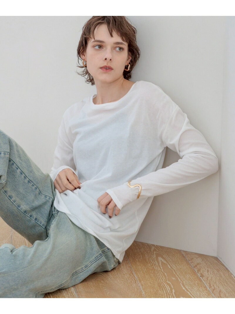 乐天商城 - 【bijorie】シアートップス/ロングスリーブ bijorie ベイフロー トップス カットソー・Tシャツ ホワイト グレー【送料無料】[Rakuten Fashion]