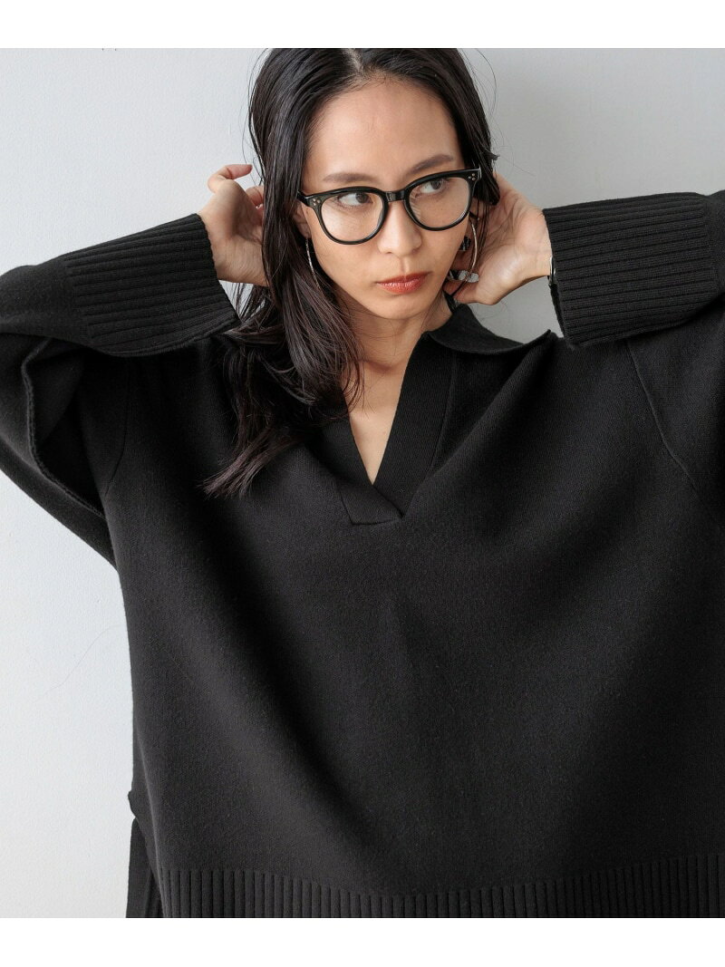 Rakuten - 【HEREIAM】やみつきになる肌触り/ファインタッチスキッパーニット HEREIAM ベイフロー トップス ニット ブラック ホワイト【送料無料】[Rakuten Fashion]