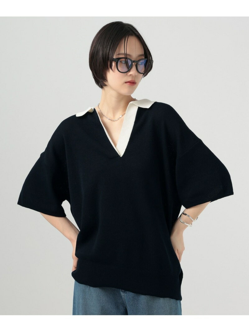 Rakuten - スキッパー配色ニットプルオーバー BAYFLOW ベイフロー トップス ニット ブラウン ネイビー【送料無料】[Rakuten Fashion]