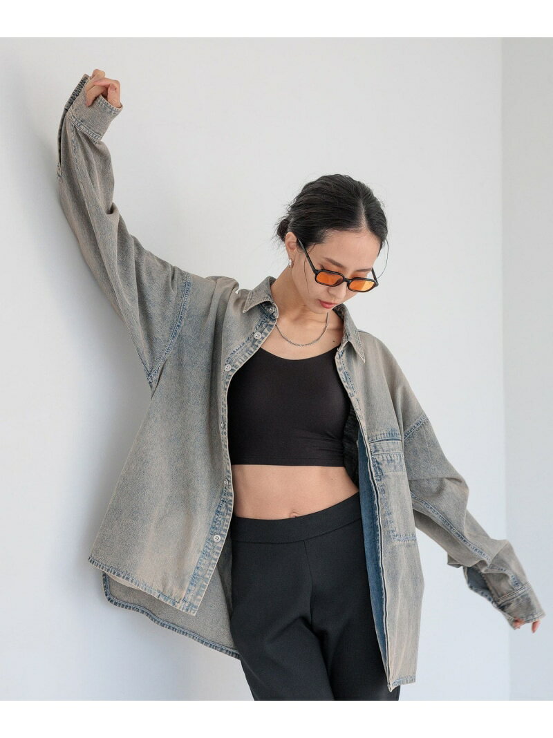 【HEREIAM MEN】ユニセックス/MID DENIM シャツ HEREIAM ベイフロー トップス シャツ・ブラウス ブラック ブルー【送料無料】[Rakuten Fashion]