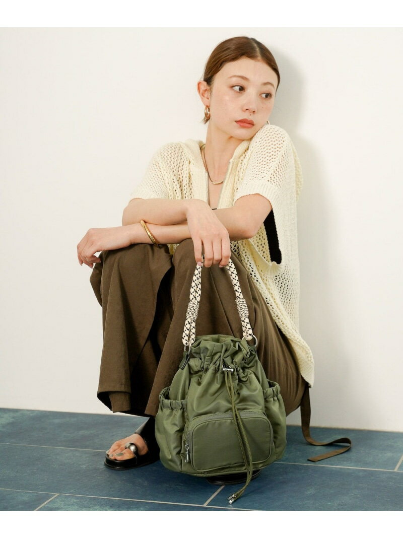 Rakuten - ≪予約≫コード巾着ショルダー BAYFLOW ベイフロー バッグ ショルダーバッグ ブラック ブラウン カーキグリーン ベージュ【先行予約】*【送料無料】[Rakuten Fashion]