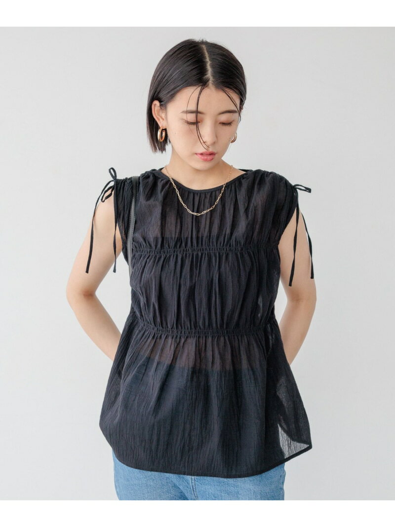 Rakuten - 【SALE／40%OFF】ギャザーブラウスノースリーブ BAYFLOW ベイフロー トップス シャツ・ブラウス ホワイト ブラック ブルー【RBA_E】[Rakuten Fashion]