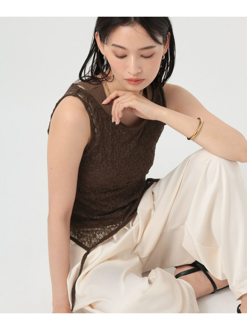 乐天商城 - [2Pセット]レース&リブタンク BAYFLOW ベイフロー トップス カットソー・Tシャツ ホワイト ブラウン ブラック【送料無料】[Rakuten Fashion]