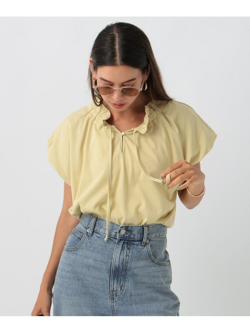乐天商城 - 【SALE／58%OFF】フリルネック半袖Tシャツ BAYFLOW ベイフロー トップス カットソー・Tシャツ ホワイト ネイビー【RBA_E】[Rakuten Fashion]