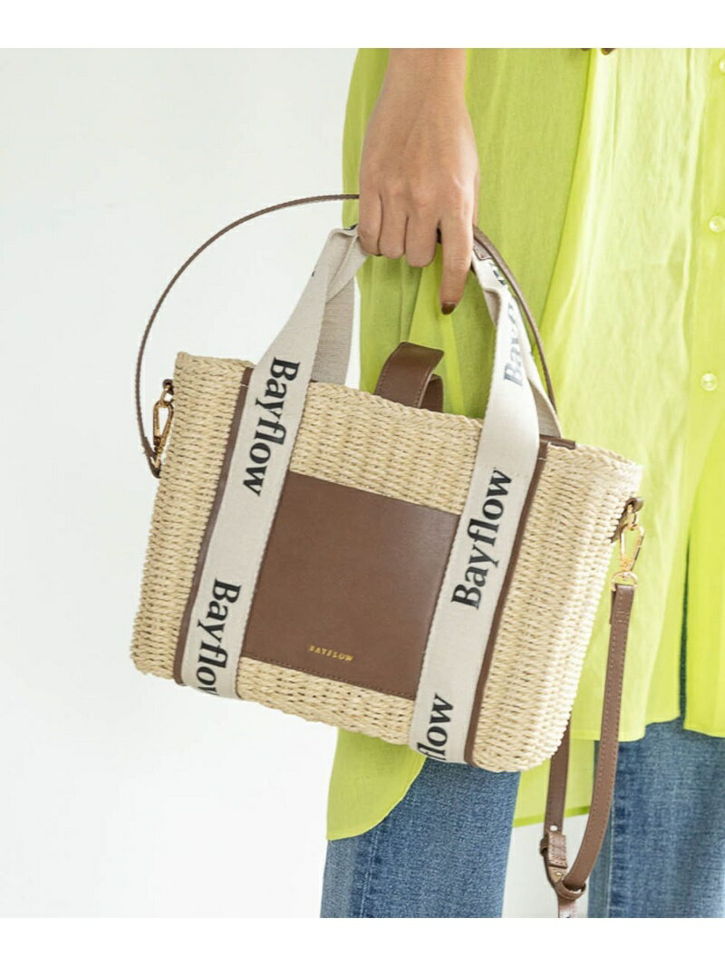 【SALE／20%OFF】(W)ロゴテープPPスクエアトート BAYFLOW ベイフロー バッグ トートバッグ ベージュ ブラウン【RBA_E】【先行予約】*【送料無料】[Rakuten Fashion]のサムネイル