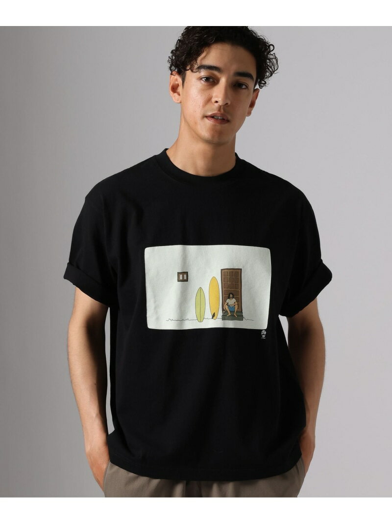 乐天商城 - 【マシュー・ウィグルスワース】サーフアートフォトTシャツ BAYFLOW ベイフロー トップス カットソー・Tシャツ ホワイト ブラック【送料無料】[Rakuten Fashion]
