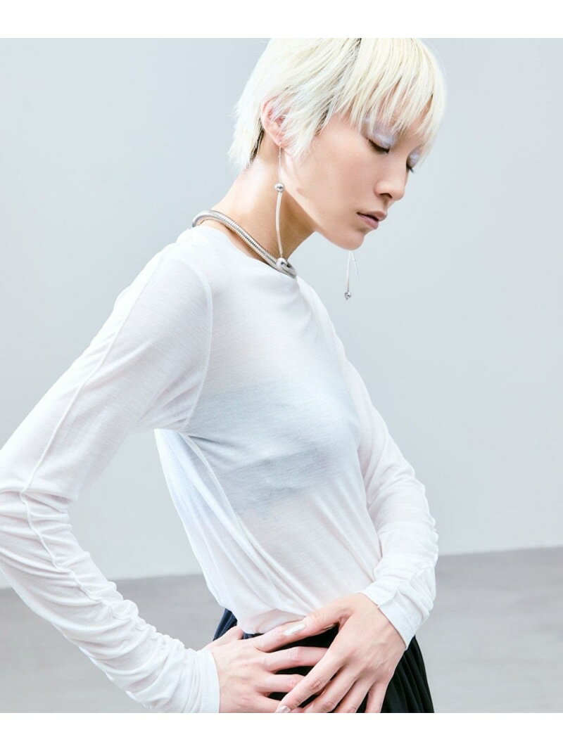 Rakuten - 【HEREIAM】ギャザースリーブシアープルオーバー HEREIAM ベイフロー トップス カットソー・Tシャツ ホワイト ブラック【送料無料】[Rakuten Fashion]