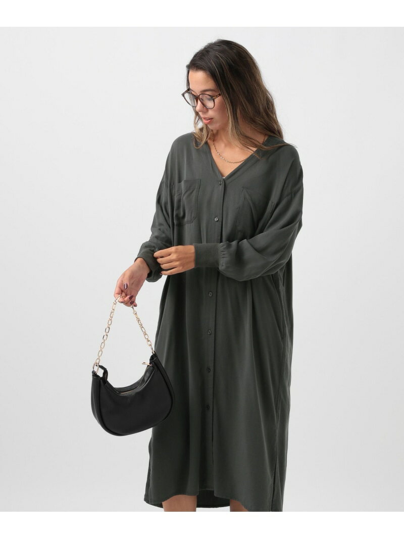 【SALE／70%OFF】[上品な微光沢素材にアップデート]袖リブシャツワンピース BAYFLOW ベイフロー トップ..