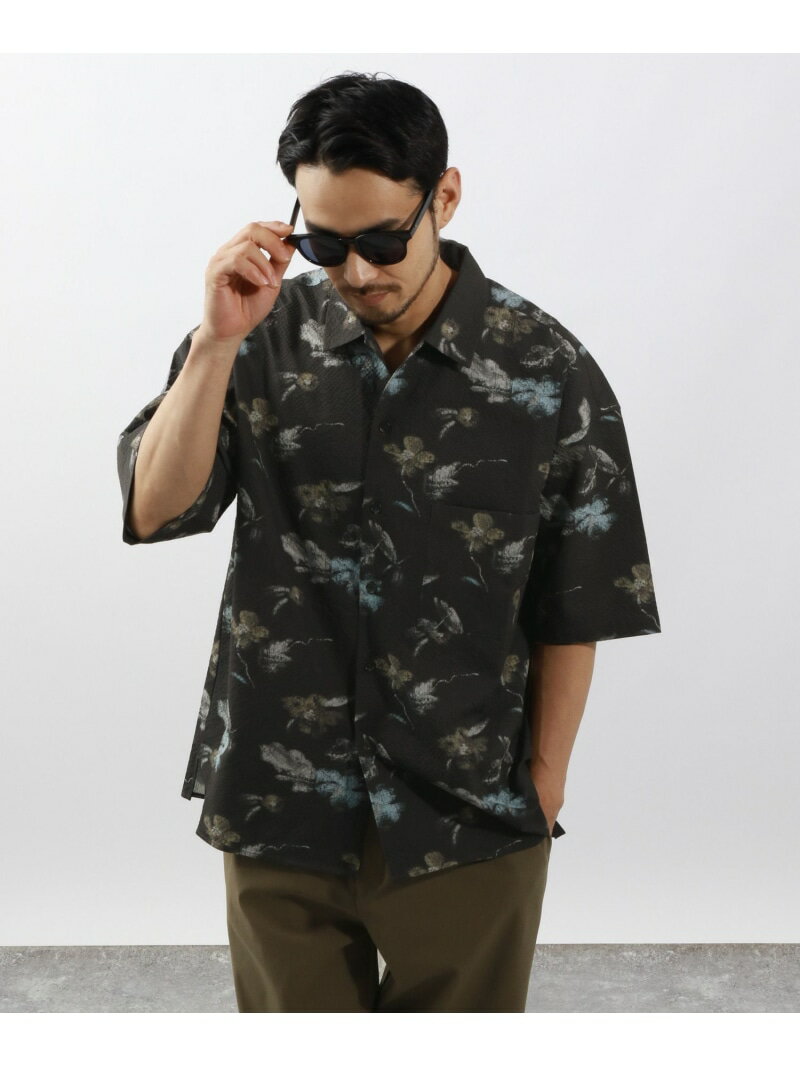Rakuten - 【SALE／20%OFF】【接触冷感】クールタッチ柄シャツ BAYFLOW ベイフロー トップス シャツ・ブラウス ブラック ネイビー【RBA_E】【送料無料】[Rakuten Fashion]
