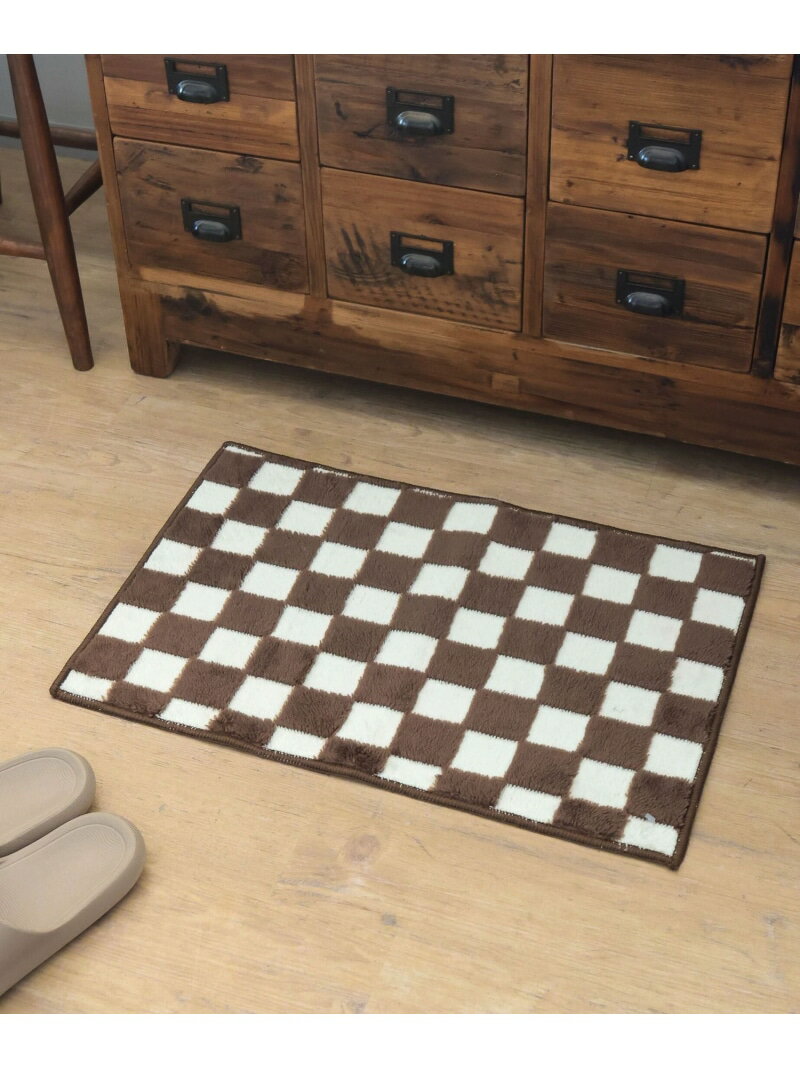 Rakuten - [滑り止め付き]BFチェッカーフラッグマット40×60 BAYFLOW ベイフロー インテリア・生活雑貨 カーペット・ラグ・マット ブラウン ブラック[Rakuten Fashion]