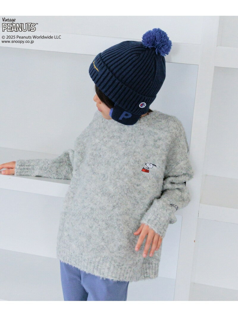 [メンズとお揃い♪]【PEANUTS×BAYFLOW】ワンポイント刺繍ニット(KIDS) BAYFLOW ベイフロー トップス ニ..