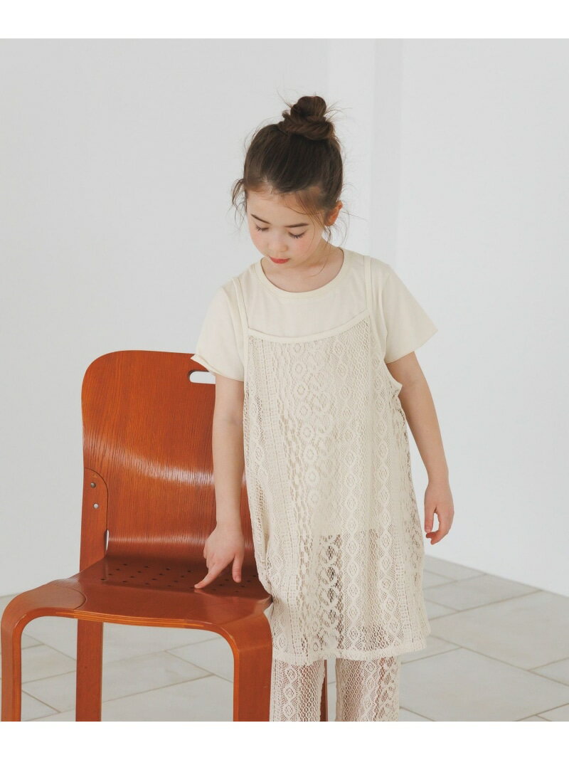 乐天商城 - [Tシャツ+ワンピSET(3way)]レースセットワンピース(KIDS) BAYFLOW ベイフロー ワンピース・ドレス ワンピース ホワイト ブラウン【送料無料】[Rakuten Fashion]