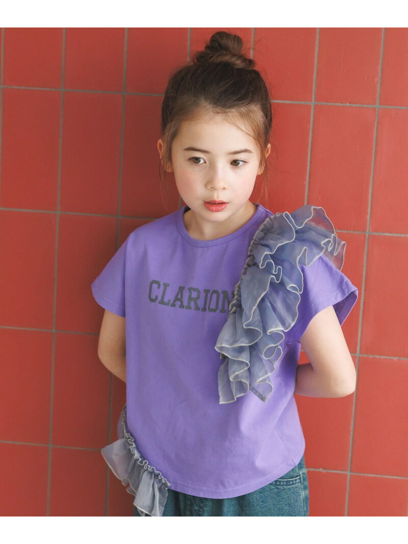 ≪予約≫[大人気Tシャツ!!デザインをアップデート★]アシメオーガンジーフリルT(KIDS) BAYFLOW ベイフロー トップス カットソー・Tシャツ グレー パープル イエロー【先行予約】*[Rakuten Fashion]