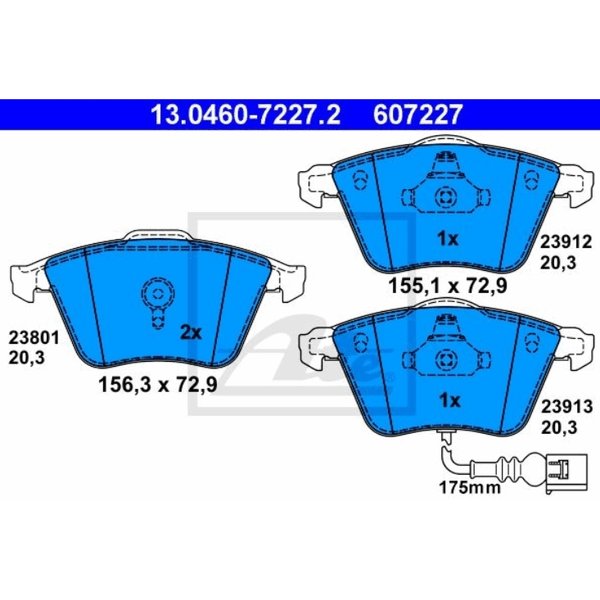 訳あり VW アウディ ATE ブレーキ パッド フロント ゴルフ6 シロッコ A3 TT 8J0698151F 8J0698151A 8P0698151