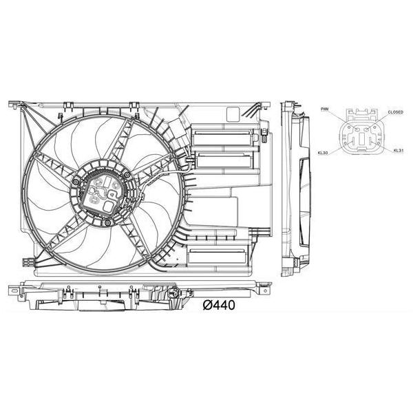 BMW ミニ ラジエーター 電動ファン 2シリーズ F45 F46 X1 F48 X2 F39 F57F60 F54 F56 17427617608 MAHLE製