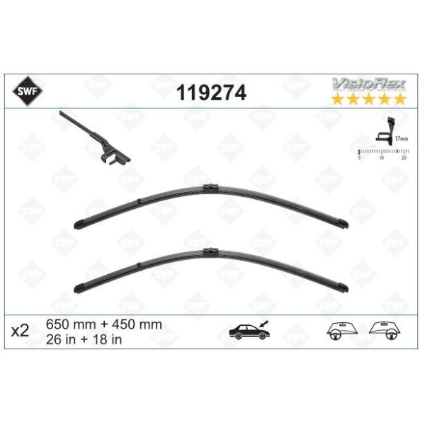 BMW 5シリーズ F10 F11 ワイパーブレード フロント 左右セット 61612163750 61612458016 61612147365 61612458014 SWF製
