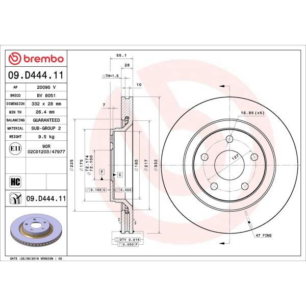 クライスラー ジープ フロントディスクローター ブレーキローター 左右セット 2枚 ラングラー JK JL 68040177AA BREMBO製