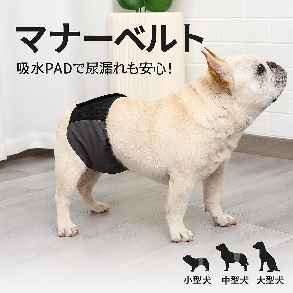 犬 マナーベルト 男の子用 吸水パッドで安心 尿漏れ・マーキング対策 洗濯OK 小型犬 中型犬 大型犬