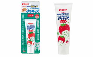 ピジョン ジェル状歯みがき ぷちキッズ いちご味 50g 商品説明 『ピジョン ジェル状歯みがき ぷちキッズ いちご味 50g 』 ◆1歳6ヶ月から3歳頃までのお子様にぴったりの歯みがき剤 ◆歯の再石灰化を促進し歯質を強化する、薬用成分フッ素配合、虫歯の発生及び進行を予防します。 ◆お子様のデリケートな歯質を傷つけにくい、ソフトな清掃剤(無水ケイ酸)を使用。落ちにくい黄ばみ汚れや歯垢を除去し、生えたての歯の白さを守ります ピジョン ジェル状歯みがき ぷちキッズ いちご味 50g 　詳細 原材料など 商品名 ピジョン ジェル状歯みがき ぷちキッズ いちご味 50g 原材料もしくは全成分 基剤・・・精製水 湿潤剤・・・キシリトール、PG 清掃剤・・・無水ケイ酸 粘結剤・・・カルボキシメチルセルロースNa 薬用成分・・・フッ化ナトリウム 保存料・・・安息香酸Na、エチルパラベン 香味料・・・香料(いちごタイプ) 内容量 50g 販売者 ピジョン 広告文責 株式会社プログレシブクルー072-265-0007 区分 日用品【60個セット】【1ケース分】 ピジョン ジェル状歯みがき ぷちキッズ いちご味 50g ×60個セット　1ケース分　