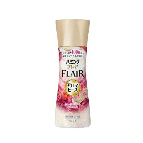 花王 ハミングフレア アロマビーズ フローラルスウィート＆ローズ 商品説明 『花王 ハミングフレア アロマビーズ フローラルスウィート＆ローズ』 ◆衣類長持ち設計 ◆きらめく香り長続き ◆洗たくによる 衣類の色あせ防ぐ※2 ※2 衣類によって効果は異なります ◆フローラルスウィート＆ローズの香り ◆ローズやジャスミンが織りなす華やかな香りに、 ◆高貴な印象のアンバーやバニラをブレンド 花王 ハミングフレア アロマビーズ フローラルスウィート＆ローズ　詳細 原材料など 商品名 花王 ハミングフレア アロマビーズ フローラルスウィート＆ローズ 原材料もしくは全成分 安定化剤、香料 内容量 260g 販売者 花王 ご使用方法 ★使い方 ・お洗たくのはじめに、ビーズを洗たく槽に入れるだけ ・洗たく槽にビーズを直接入れる ・洗剤や柔軟剤、漂白剤はいつも通り使用できます ・すすぎ1回 OK ・おしゃれ着／ドライ／手洗いなどのやさしく洗えるコースOK ★ニオイが気になる衣類に ・洗たくネットに洗たく物とビーズを一緒に入れるとより効果的 ・タテ型、ドラム式どちらの洗たく機でもお使いいただけます。 ・自動投入機能付き洗たく機の場合も、洗たく槽に直接入れてください。 ・溶け残りが気になる場合は、洗たく槽の底に入れてください。 ・洗剤や柔軟剤の投入口には入れないでください。 ご使用上の注意 ・これは食べ物ではありません。 ・子供やペットの手の届くところに置かない。 ・口に入れたり、飲み込んだりしない。 ・認知症の方などの誤食を防ぐため、置き場所に注意する。 ・用途外に使わない。 ・高温・多湿・直射日光を避けて保管する。 ・使用後は容器のキャップをしっかり閉めて保管する。 ・溶け残った場合は、水でよく洗い流してください。 ・万が一、シミなどができてしまった場合は、洗たく用洗剤などでよく洗い流してください。 原産国 日本 広告文責 株式会社プログレシブクルー072-265-0007 区分 日用品花王 ハミングフレア アロマビーズ フローラルスウィート＆ローズ　260g×3個セット
