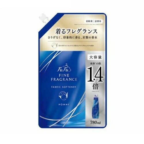 NSファーファ ファーファ ファインフレグランス オム つめかえ 商品説明 『NSファーファ ファーファ ファインフレグランス オム つめかえ』 ◆素材選定・製造方法からこだわったプレミアム柔軟剤。清潔感あるクリスタルムスクの香り。本体の1.4倍。大容量サイズ。 ◆世界中の高品質素材を厳選 ◆時間の流れごと楽しめる飽きの来ない香り ◆その時々で最適な強さを添える残り香 ◆抗菌※・防臭※すべての菌に効果があるわけではありません。 NSファーファ ファーファ ファインフレグランス オム つめかえ　詳細 原材料など 商品名 NSファーファ ファーファ ファインフレグランス オム つめかえ 原材料もしくは全成分 界面活性剤(第四級アンモニウム塩)、安定化剤、香料、抗菌剤 内容量 780ml 販売者 NSファーファ・ジャパン ご使用上の注意 ・子供の手の届くところに置かない。 ・認知症の方等の誤飲を防ぐため、置き場所に注意する。 ・用途外に使わない。 ・洗たく機の自動投入口を使う場合は、洗たく機の取り扱い説明書に従う。 ・原液を直接衣類にかけない。 ・高温や低温、直射日光等を避けて保管する。 ・植物生まれの柔軟成分を使用しているため、製造から時間が経過したり、保管条件により液の分離、固化が生じることがあります。購入後はお早めにお使いください。 ・やわらかい材質のため、持ち運びや保管時の破損に注意する。 原産国 日本 広告文責 株式会社プログレシブクルー072-265-0007 区分 日用品NSファーファ ファーファ ファインフレグランス オム つめかえ　780ml