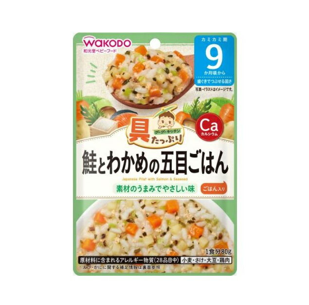 【48個セット】【1ケース分】 アサヒ 和光堂 具たっぷりグーグーキッチン 鮭とわかめの五目ごはん 9カ月頃から(80g)×48個セット 1ケース分【正規品】※軽減税率対象品