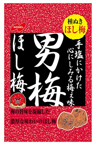 ノーベル 男梅ほし梅 20g 商品説明 『ノーベル 男梅ほし梅 20g』 梅本来の味わいが楽しめる、人気の男梅がほし梅となって登場しました。こだわりぬいた一粒に凝縮された梅の濃厚な味わいをご堪能ください。 【ノーベル 男梅ほし梅 20g　詳細】 原材料など 商品名 ノーベル 男梅ほし梅 20g 内容量 20g 販売者 ノーベル 広告文責 株式会社プログレシブクルー072-265-0007 区分 フードノーベル 男梅ほし梅 20g×3個セット