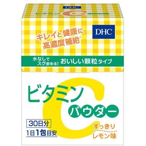 DHC ビタミンCパウダー 30包 商品説明 『DHC ビタミンCパウダー 30包』 ビタミンCパウダーは、パウダータイプ。 1包に1，500mgものビタミンCとビタミンB2が配合されています。 味はさわやかなレモン風味で、水なしでも手軽にとれます。 【DHC ビタミンCパウダー 30包　詳細】 原材料など 商品名 DHC ビタミンCパウダー 30包 原材料もしくは全成分 還元麦芽糖水飴、ビタミンC、甘味料（ステビア）、レモン香料、ビタミンB2 内容量 30包/30日分 保存方法 高温多湿及び直射日光を避けて、冷暗所に保存してください。 開封後出来るだけ早めに御使用下さい。 製造国 日本 販売者 株式会社ディーエイチシー ご使用方法 栄養補助食品として1日1包を目安に水またはぬるま湯などでお召し上がりください。 ご使用上の注意 ●本品は健康食品ですので、多量摂取により疾病が治癒したり、より健康が増進するものでは有りません。1日当りの目安量を基準として、摂り過ぎに気を付けて、ご利用下さい。 ●体に合わない場合はご使用を中止し、医師または薬剤師にご相談下さい。 ●お子様の手の届かない場所に保管して下さい。 ●賞味期限は、未開封での賞味期限です。開封後は、お早めにお召し上がり下さい。 ※本品は、特定保健用食品と異なり、厚生労働大臣による個別審査を受けたものではありません。 ※食生活は、主食、主菜、副菜を基本に、食事のバランスを。 広告文責 株式会社プログレシブクルー072-265-0007 区分 健康食品DHC ビタミンCパウダー 30包×10個セット