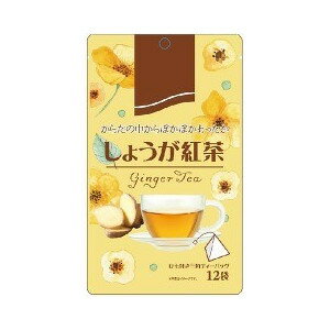 しょうが紅茶 商品説明 『しょうが紅茶』 ◆国産のしょうがをブレンドし、すっきりとした味わいのしょうが紅茶に仕上げました。 しょうが紅茶　詳細 栄養成分 エネルギー 0kcaL たんぱく質 0g 脂質 0g 炭水化物 0g 食塩相当量 0g カフェイン 0.01g 原材料など 商品名 しょうが紅茶 原材料もしくは全成分 紅茶(インドネシア)、しょうが 内容量 2g*12袋入 販売者 リブ.ラボラトリーズ ご使用方法 (1)ティーカップにティーバックを1袋入れ、約200mLの熱湯を注ぐ。 (2)約3分抽出してお好みの濃さになりましたら、ティーバックを出して召し上がりください。 広告文責 株式会社プログレシブクルー072-265-0007 区分 お茶しょうが紅茶 2g*12袋入 ×5個セット