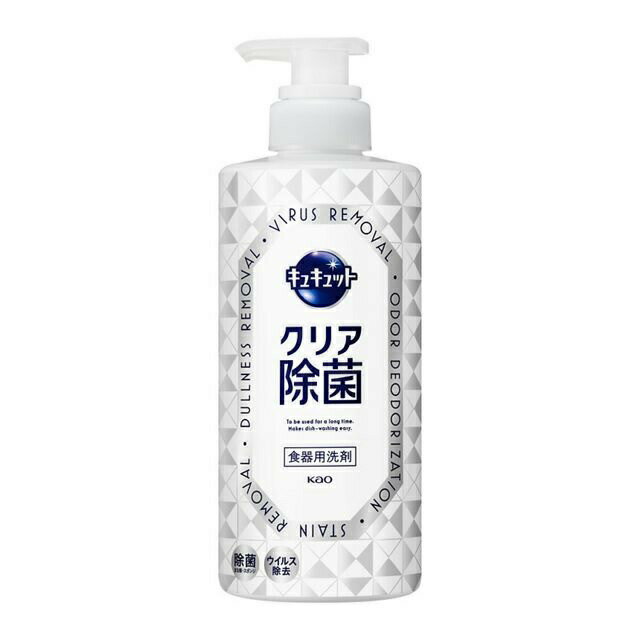 花王 キュキュット 食器用洗剤 クリア除菌 ポンプ 商品説明 『花王 キュキュット 食器用洗剤 クリア除菌 ポンプ』 ◆長もち泡が、すすいだ瞬間一気にパッ！ ◆キッチンに置きたくなるデザインにこだわったポンプタイプ。 ◆料理中手が汚れた時や食器洗いの途中でも、手の甲や片手で、置いたまま簡単にプッシュできます。 ◆大きめのボトルだから、押すときもつめかえるときも、しっかり安定。また、一度にたくさんつめかえられて、ボトルの口も広いのでつめかえもラクになります。 ◆グレープフルーツの香り。 花王 キュキュット 食器用洗剤 クリア除菌 ポンプ　詳細 原材料など 商品名 花王 キュキュット 食器用洗剤 クリア除菌 ポンプ 原材料もしくは全成分 界面活性剤(32％、アルキルヒドロキシスルホベタイン、高級アルコール系(陰イオン))、安定化剤、除菌剤 内容量 500ml 販売者 花王 ご使用方法 ★使い方と使用量の目安 ・食器・調理用具の洗浄 ぬれたスポンジ等に1プッシュ(3ml)とり、軽く泡立てて使用する。 ・スポンジの除菌 スポンジをよく絞り、3プッシュ分の原液をつけ、まんべんなく浸透させ次に使用するまで置いておく。 ・まな板の除菌・ウイルス除去 一度洗い、原液3プッシュ分をまんべんなく塗布し、約20分間放置後、水で洗い流す。 ・食器・調理用具のウイルス除去 水1Lに対して4プッシュ分を混ぜ、一度洗った食器・調理用具を20分以上つけおいた後、水で洗い流す。 (すべての菌・ウイルスを除去するわけではありません。エンベロープタイプのウイルス1種で効果を検証) ・水にうすめると白く濁ることがありますが、品質には問題ありません。 ★ポンプの使い方 ・キャップ(1)を手で固定し、ノズル(2)を矢印の方向に回す。(ノズルが上がらないときは、キャップ(1)を固く締め直して再度回す) ・最初、数回カラ押しする。 ・ポンプを強く押すと液が飛び出ることがあるので注意する。 ご使用上の注意 ★使用上の注意 ・用途外に使わない。 ・電気ポットのクエン酸洗浄には使えない。 ・子供の手の届く所に置かない。 ・認知症の方などの誤飲に注意する。 ・うすめた液を長時間置くと変質することがあるので、使用のつどうすめて使う。 ・使用後は手をよく水で洗う。 ・荒れ性の方や長時間使用する場合、また原液をスポンジに含ませて使用する時は炊事用手袋を使う。 ・流水の場合、食器及び調理用具は5秒以上、ため水の場合は水をかえて2回以上すすぐ。 ★応急処置 ・目に入った時は、こすらずただちに流水で15分以上洗い流し、必ず眼科医に受診する。 ・飲み込んだ時は、吐かずに口をすすぎ、水を飲む等の処置をする。異常が残る場合は医師に相談する。 原産国 日本 広告文責 株式会社プログレシブクルー072-265-0007 区分 キッチン用品花王 キュキュット 食器用洗剤 クリア除菌 ポンプ(500ml) ×10個セット