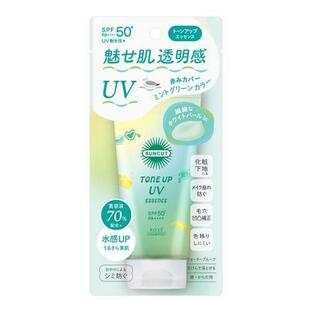 サンカットR トーンアップUV エッセンス ミントグリーン 商品説明 『サンカットR トーンアップUV エッセンス ミントグリーン』 ◆透明※美肌。 ◆自然な透明感※が持続、うるおいを与えて内側から輝く美肌へ。 ◆すーっと密着、うるさら肌に。 ◆汗・皮脂に強いさらさらキープパウダー配合。 ◆美容液70％配合。 ◆ヒアルロン酸、3種のシトラスエキス配合(保湿成分)でトリートメントしながらUV対策。 ◆異なる香りでフレグランス感覚。 ◆みずみずしく豊潤なフルーティフローラルの香り。 ※メイクアップ効果による。 ◆(販売名)サンカット トーンアップUV エッセンス Gn サンカットR トーンアップUV エッセンス ミントグリーン　詳細 原材料など 商品名 サンカットR トーンアップUV エッセンス ミントグリーン 原材料もしくは全成分 水・メトキシケイヒ酸エチルヘキシル・エタノール・酸化亜鉛・ジカプリン酸PG・エチルヘキサン酸セチル・安息香酸アルキル(C12-15)・ビスエチルヘキシルオキシフェノールメトキシフェニルトリアジン・ジメチコン・ジエチルアミノヒドロキシベンゾイル安息香酸ヘキシル・BG・DPG・グリセリン・アスコルビン酸硫酸2Na・ヒアルロン酸Na・ホホバ種子油・ユズ果実エキス・ライム果汁・レモン果実エキス・BHT・PEG-10水添ヒマシ油・PEG-80水添ヒマシ油・(アクリレーツ／メタクリル酸ベヘネス-25)コポリマー・(ジメチコン／ビニルジメチコン)クロスポリマー・エチルヘキシルトリアゾン・キサンタンガム・シクロペンタシロキサン・シリカ・ステアリン酸イヌリン・トリエトキシカプリリルシラン・ポリヒドロキシステアリン酸・水酸化Al・水酸化Na・フェノキシエタノール・メチルパラベン・香料・マイカ・酸化チタン・黄4・青1 内容量 80g 販売者 コーセーコスメポート 103-0027 東京都中央区日本橋1-16-11 ご使用方法 ・充分な量を肌にムラなくなじませます。・使用量が少ないと、充分な日やけ止め効果が得られません。※落とすときは、洗浄料などでていねいに洗ってください。 ご使用上の注意 ・ご使用後は、キャップをきちんとしめてください。・日やけ止め効果をたもつために、こまめに塗りなおしてください。肌をタオルでふいたあとなども、その都度塗りなおしてください。・中身を直接衣服等につけないように注意して使用し、乾いてから衣服を着用してください。・衣服についたときは、すぐに洗剤でていねいに洗ってください。また、変色(着色)する場合がありますので、塩素系漂白剤は使用しないでください。・まれに透明の液体(エモリエント成分)が出ることがありますが、品質に問題はありません。・高温の場所や日のあたる場所には、置かないでください。 原産国 日本 広告文責 株式会社プログレシブクルー072-265-0007 区分 化粧品サンカットR トーンアップUV エッセンス ミントグリーン　80g×20個セット